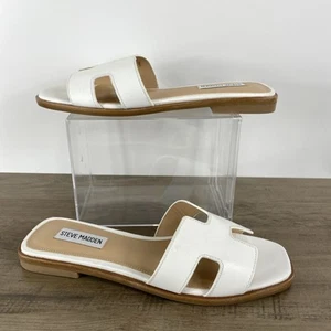Steve Madden taglia 7,5 Hadyn sandali bianchi slip-on in pelle scarpe donna - Foto 1 di 13