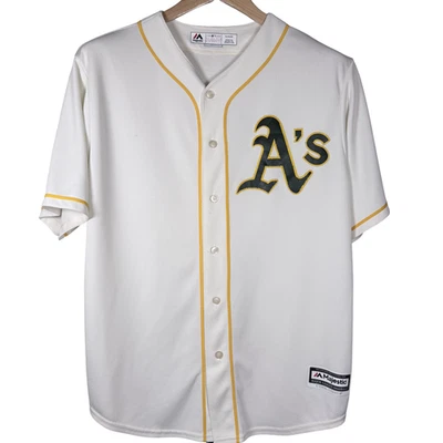 Camiseta deportiva de béisbol crema de colección Oakland Athletics Majestic MLB réplica para hombre talla XL Foto 1 de 4