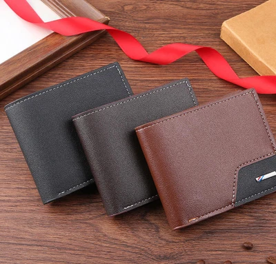 Мужской новый трансграничный короткий бумажник большой емкости кожаный кошелек для монет с открытым - Изображение 1 из 3