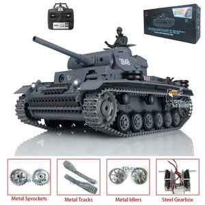 2.4G Henglong Panzer III L 1/16 7.0 RC Tank Metal Track Infrared Battle BB Smoke - Picture 1 of 12