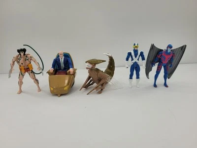 Vintage X-Men Marvel Toy Biz Action Figure Lot of 5 Cyclops Wolverine Professor  - Image 1 of 4