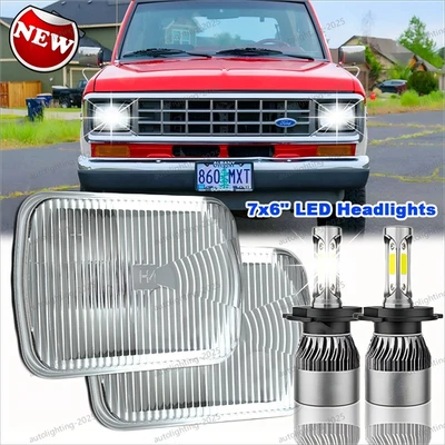 Par de faros LED de haz alto bajo para Ford E-150 Econoline E-250 E-350 7x6" 5X7" Foto 1 de 4