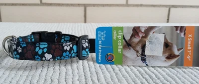 RC Pet Products Clip Dog Collar XSmall 5/8 wide 7”-9” Pitter Patter Pawprints - Image 1 of 3