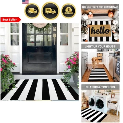 Alfombra a Rayas Alfombra Puerta Delantera Exterior Interior Puerta de Bienvenida Decoración Granja Foto 1 de 4
