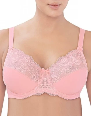 Sutiã GLAMORISE Elegância Rosa Antigo Rendado Wonderwire EUA Tamanho 46C Underwire Coquette - Imagem 1 de 4