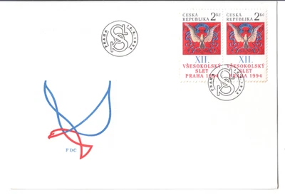 República Checa 1994 FDC 12º Congreso Sokol Praga Bandera de Praga sección Foto 1 de 2