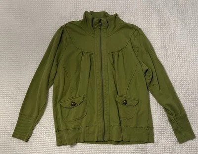 Caslon 夹克女式 2XL 码绿色棉针织全拉链休闲分层 — 第 1/4 张图片