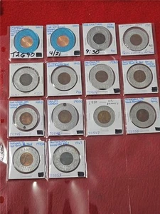 DEALERS' OVERSTOCK OF 14/FOURTEEN ENCASED LINCOLN PENNY'S CIRC PENNYS. #T2690 - Picture 1 of 4
