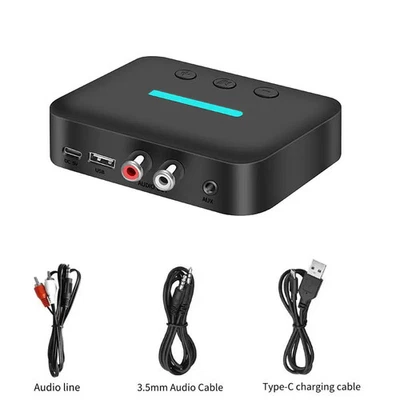 New USB Bluetooth 5.3 Audio Receiver Adapter Wireless Stereo Music 3.5mm AUX R/L - Image 1 of 4