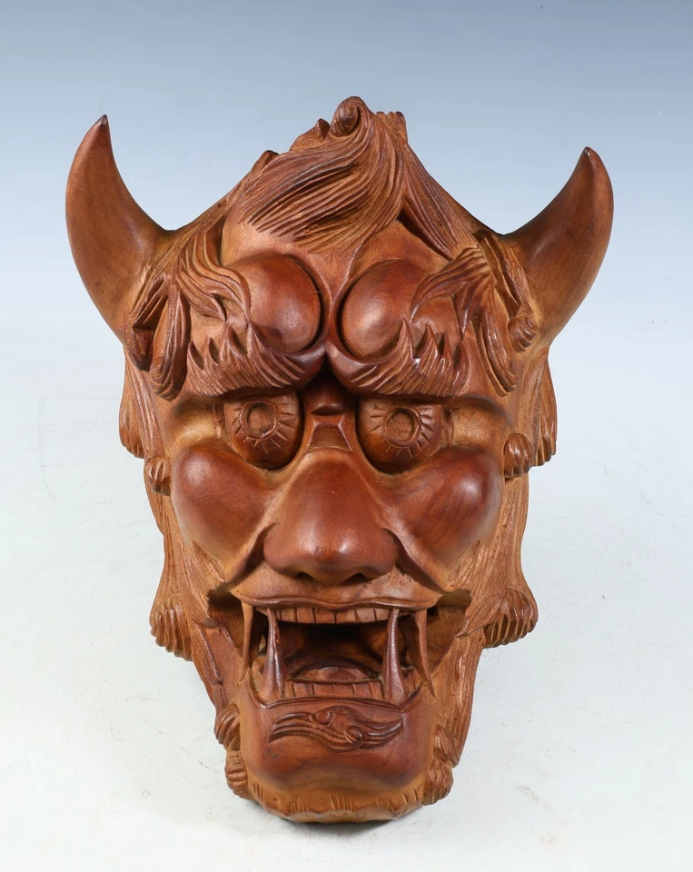 Máscara Noh de Madera Antigua Japonesa -Ogro- 30cm Placa Tsushima Producto Raro Foto 1 de 4