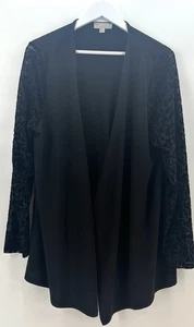 VTG Carolyn Taylor Women's Floral Burnout Whimsigoth L Sleeve Black Blouse Q1002 - Picture 1 of 10