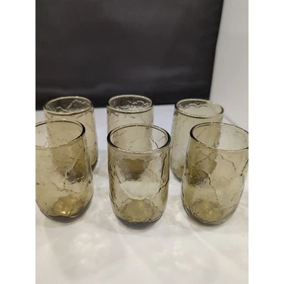 Juego de 6 vasos de jugo vintage Anchor Hocking Sherwood marrón picante con textura de 6 oz Foto 1 de 4