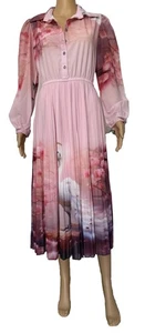 HANAE MORI Shirt Pleated Midi Dress - Picture 1 of 8