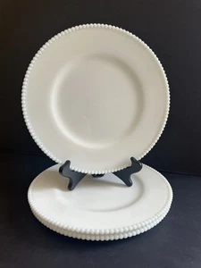 Westmoreland Dinner Plates White Milk Glass Beaded Edge 10 1/4" Set of 3 - Picture 1 of 24