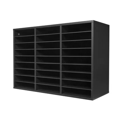 Wooden Literature Organizer 27 Compartments with Removable Shelves Black - Image 1 of 4
