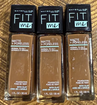 3-Pack MAYBELLINE FIT ME FOUNDATION Matte + Poreless 1 oz Shade #370 Deep Bronze - Image 1 of 2