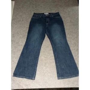 Tommy Hilfiger VTG Jeans Women's Size 12 Blue Dark Wash High Rise Bootcut Stains - Picture 1 of 21