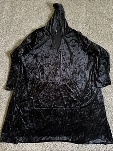 Torrid Sleep 6X Crushed Velvet Velour Hoodie Lounge Dress Black Goth Witchy - Bild 1 von 7
