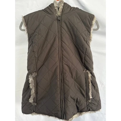 Kristen Blake Imitación Piel Acolchado Reversible Chaleco Bolsillos Capucha Mujer Mediano NOTA Foto 1 de 4