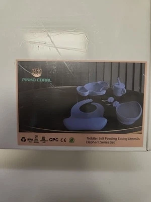 Juego de alimentación para niños pequeños Pinko Coral Elephant en PÚRPURA. Nuevo en caja  Foto 1 de 3