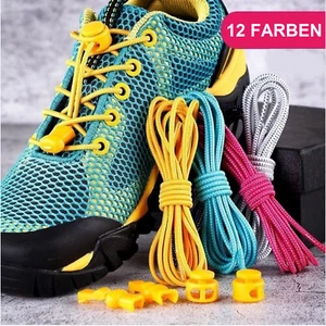Elastische Schnürsenkel Rund Schuhbänder Sneakers Kinderschuhe Schuh ohne binden - Bild 1 von 36