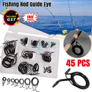 45pcs Fishing Rod Guides Repair Kit Ceramic & Stainless Guide Tip Top Eyelet - Picture 1 of 12