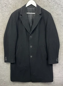 Vintage Hugo Boss Jacket Mens XL 42 Black Morgan Pea Coat Cashmere Wool Overcoat - Picture 1 of 14