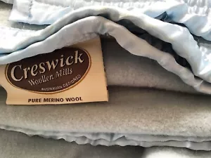Vintage CRESWICK WOOLLEN MILLS Australian Made Wool BLANKET Blue Single Bed Size - Picture 1 of 5