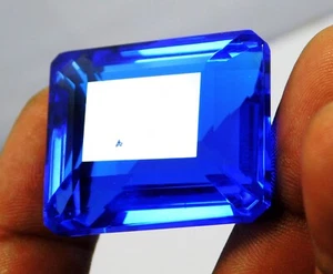 111.65 CT NATURAL EMERALD CUT BLUE TANZANIA TANZANITE LOOSE GEMSTONE CERTIFIED - Picture 1 of 8