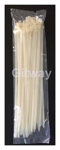 100 Set 18" Long Nylon Plastic White Wire Cable Loop Zip Tie Ty Ties Wraps 120# - Picture 1 of 1