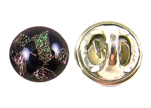 DICHROIC GLASS TIE TACK Lapel Flair Wear Brown Olive Bronze Black 1/4" 8mm Dot - Picture 1 of 7