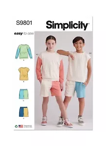SIMPLICITY 9801 GIRLS BOYS SWEATSHIRT SHORTS Sewing Pattern Sizes 7-14 EASY - Picture 1 of 10