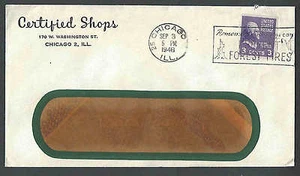 1948 COVER PREXY 3c #842 HORIZONTAL COIL ON CERTIFIED SHOPS CHICAGO IL - Picture 1 of 1