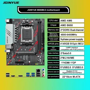 Placa madre B650M-D Gaming WiFi AMD AM5 DDR5 ATX 2xM.2 NVME, 2xSATA3.0, 4xARGB - Imagen 1 de 6