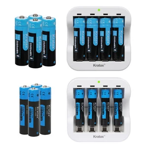 1.5V Rechargeable Lithium Battery&Charger,AA(3500mWh)+AAA(1100mWh)+Charger,LOT - Picture 1 of 14