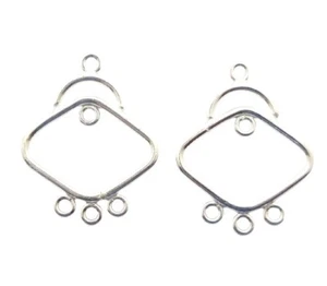 6 Pcs 31X24mm Chandelier Earring Finding Sterling Silver Plated Jewelry - Picture 1 of 1