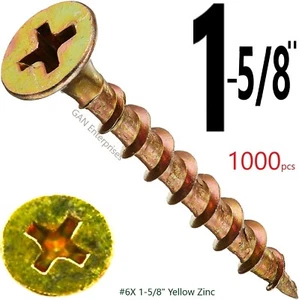 Phillips testa di buga 6 x 1-5/8" vite grossa per legno cartongesso giallo zinco sfuso (1000) - Foto 1 di 1