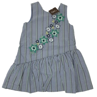 NWT Tea Collection Girls 2T 2 Blue Asymmetrical Floral Embroidered Dress - Image 1 of 4
