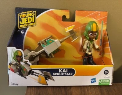 Boneco Star Wars Young Jedi Adventures 4" Kai Brightstar e bicicleta Speeder - Imagem 1 de 2