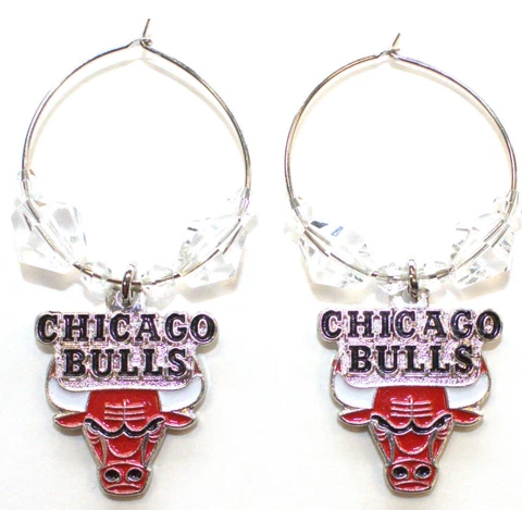 NBA Chicago Bulls Beaded Hoop Earrings Cover
