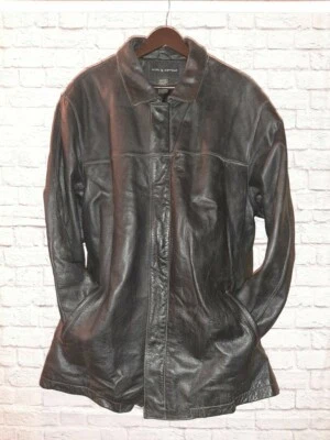 Heavy leather overcoat by Croft & Barrow - Image 1 of 4