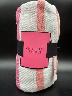 Victorias Secret Beach Blanket Towel Throw With Fringe, Striped 50” x 60” NWT - Image 1 of 4