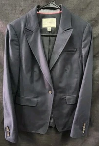 Chaqueta Blazer Banana Republic Mujer 8 Negra Elástica Forrada 1 Botón Nueva Sin Etiquetas - Imagen 1 de 8