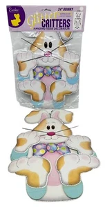 Vintage Eureka Glitter Critter Tissue Honeycomb Easter Bunny Rabbit Hanging 24" - Foto 1 di 11