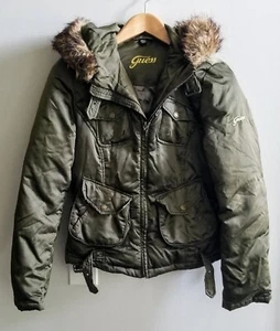 Women’s Guess Puffer Down Jacket With Hood Bomber 4 Pocket - Picture 1 of 8