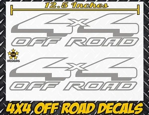 4x4 Off Road Truck Bed Decal Set METALLIC SILVER for Ford F-150 and Super Duty - Picture 1 of 6