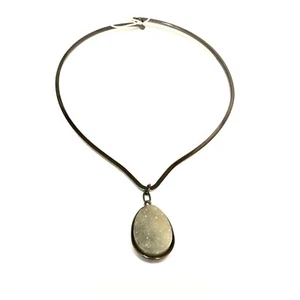 BANANA Republic Gunmetal Faux Agate Pendant Choker Hook Necklace NWT 45 - Picture 1 of 3