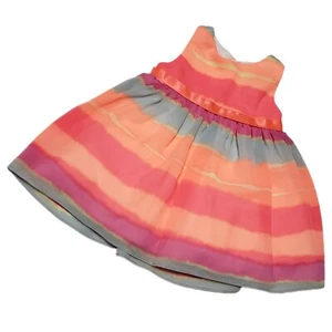Rare Editions Baby Girls Dress 6M Bright Stripes Orange Pink Purple Sleeveless - Picture 1 of 6