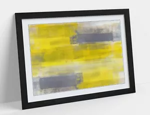 YELLOW GREY ABSTRACT PAINTING -FRAMED POSTER WALL ART PRINT ARTWORK- - Picture 1 of 13