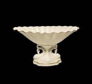 Centro de mesa Lenox China Acuario Delfín Sea Shell Pedestal Plato Cuenco Oro 24 KT - Imagen 1 de 7
